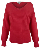 Women's Bonita Sequin Ottoman V-Neck Sweater T Red Large